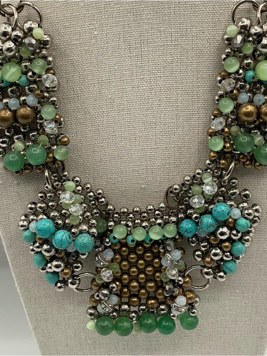 Anthropologie Jewelry - Anthropologie Green and Turquoise Beaded Statement Necklace